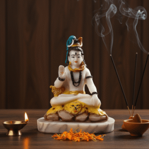 6 inch polyresin Lord Shiva idol NGT-155 Shankar Ji statue in white and colorful finish