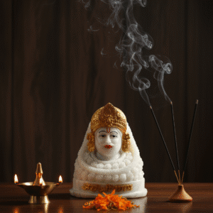 Khatu Shyam Murti, White Shyam Baba, 6 Inch Idol, NGT-171, Marble Finish Statue, Gold Crown Idol, Home Mandir Decor, Devotional Gift