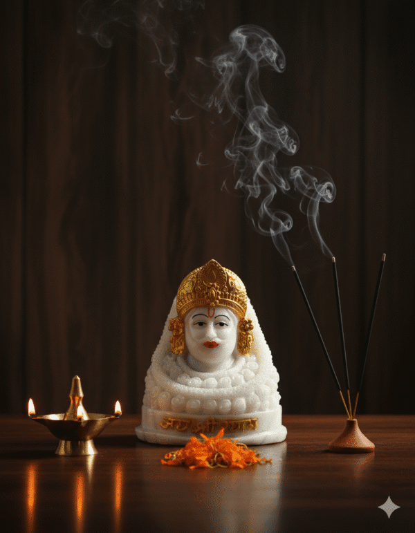 Khatu Shyam Murti, White Shyam Baba, 6 Inch Idol, NGT-171, Marble Finish Statue, Gold Crown Idol, Home Mandir Decor, Devotional Gift