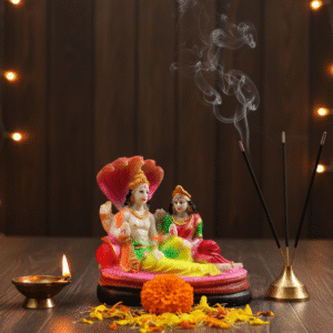 Vishnu Sheshnag, Anantasayana, Lakshmi Narayan, Hindu Idol, Pooja Murti, Polyresin Figurine, Vastu