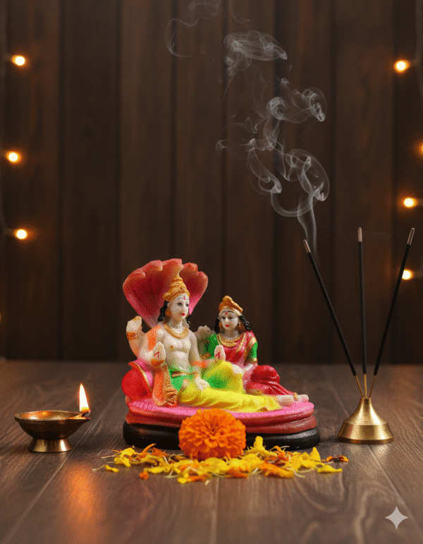 Vishnu Sheshnag, Anantasayana, Lakshmi Narayan, Hindu Idol, Pooja Murti, Polyresin Figurine, Vastu