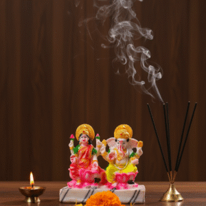 7 Inch Brass Laxmi Ganesh Idol for Home Temple