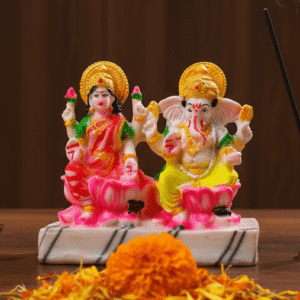 7 Inch Brass Laxmi Ganesh Idol for Home Temple