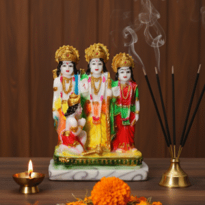 8-Inch Brass Ram Darbar Idol NGT-221 - Lord Rama Sita Lakshman Hanuman