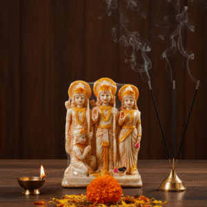 NGT-054 8.5-Inch Ram Darbar Marble Dust and Resin Idol