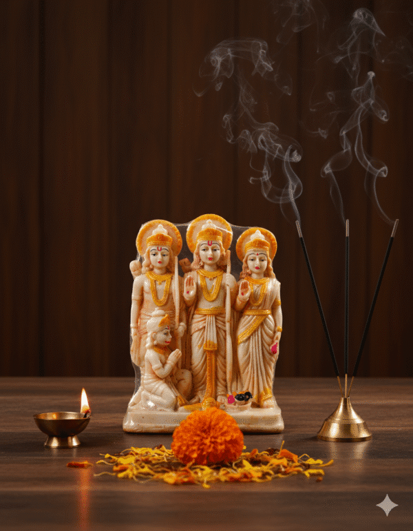 NGT-054 8.5-Inch Ram Darbar Marble Dust and Resin Idol