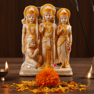 NGT-054 8.5-Inch Ram Darbar Marble Dust and Resin Idol