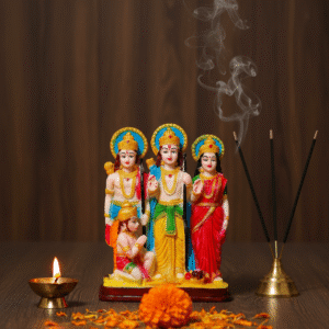 Divine 8.5 inch Ram Darbar Statue Lord Ram Sita Laxman Hanuman for pooja room