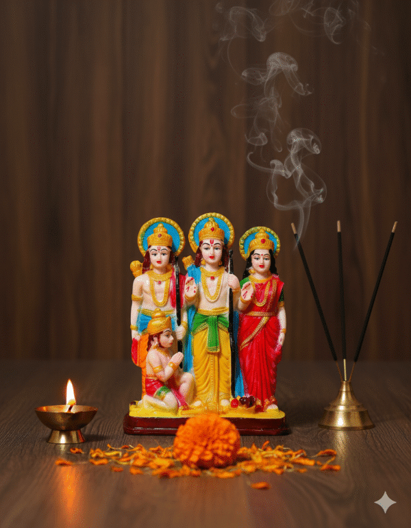 Divine 8.5 inch Ram Darbar Statue Lord Ram Sita Laxman Hanuman for pooja room