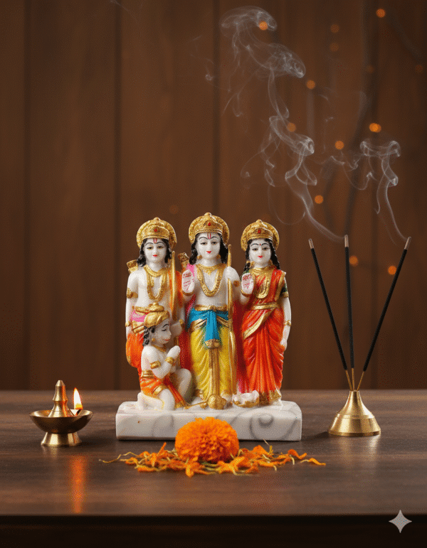 Divine Ram Darbar Idol Set (9 Inch) - Lord Ram, Sita, Lakshman & Hanuman Murti
