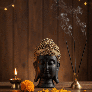 Buddha Head, Black and Gold Decor, Zen Decor, Polyresin Sculpture, Modern Buddha, Spiritual Gift