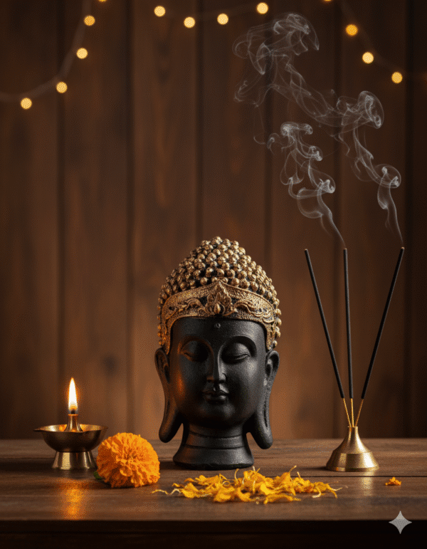 Buddha Head, Black and Gold Decor, Zen Decor, Polyresin Sculpture, Modern Buddha, Spiritual Gift