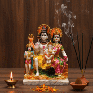 Shiv Parivar Murti, 9 Inch Shiva Family, Ganesha Kartikey Idol, NGT-187, Premium Polyresin, Home Mandir Centerpiece, Mahashivratri Gift