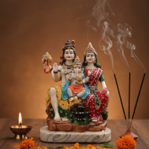 20-Inch Shiv Parivar Murti - Extra Large 'Jewelry' Finish Shiva Family Idol