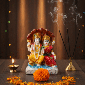 6-Inch Lakshmi Narayan Statue - Polyresin Lord Vishnu & Goddess Lakshmi Idol for Prosperity
