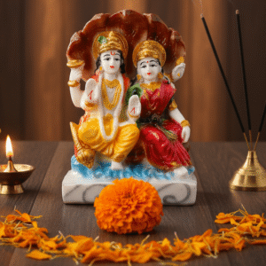 6-Inch Lakshmi Narayan Statue - Polyresin Lord Vishnu & Goddess Lakshmi Idol for Prosperity