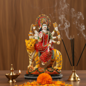 15 Inch Jeweled Durga, Maa Durga Idol on Tiger, Mata Rani Murti NGT-061, Navaratri Statue Big, Luxury Hindu Goddess, Rhinestone Ganpati, Goddess Shakti Idol, Big Jeweled Mata