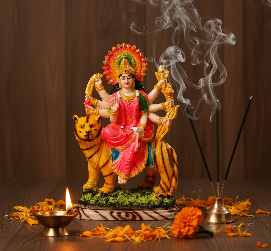 15 Inch Maa Durga Idol, Durga on Tiger Statue, Mata Rani Murti Big, Navaratri Idol NGT-060, Large Hindu Goddess, Goddess Durga on Lion, Durga Puja Decor, Shakti Idol