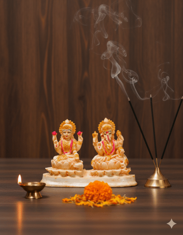 Laxmi Ganesh Statue, Brass Murti, Kamal Base Idol, 6 Inch God Statue, Diwali Gift, Hindu Idols, Pooja Items