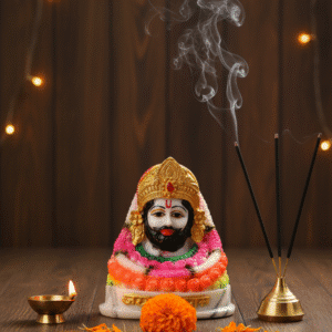 Khatu Shyam Murti, 6 Inch Shyam Baba, Premium Polyresin, Marble Dust Idol, NGT-176, Home Mandir Decor, Pink Garland, Shyam Baba Statue