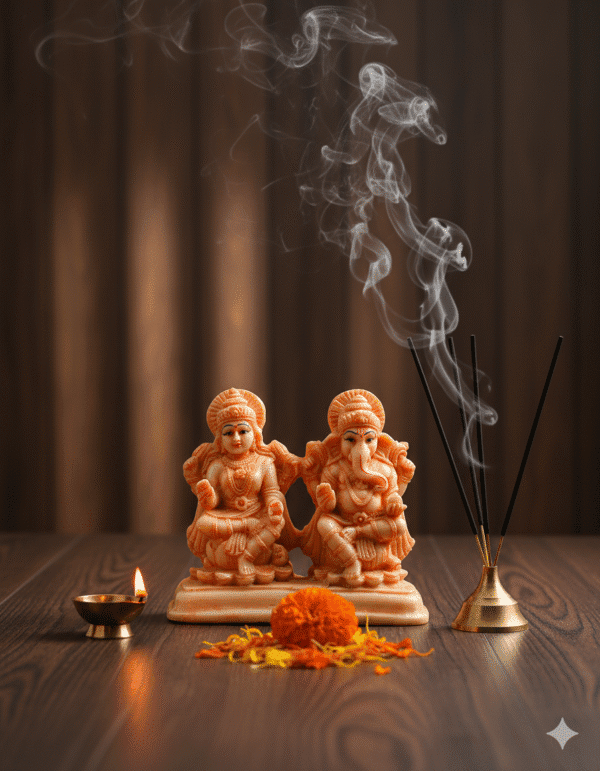 4 Inch Laxmi Ganesh Idol, Small Laxmi Ganesha Statue, Diwali Gift for Home, Ganesh Lakshmi Car Dashboard, Prosperity Murti NGT-093, Miniature Hindu God Idol
