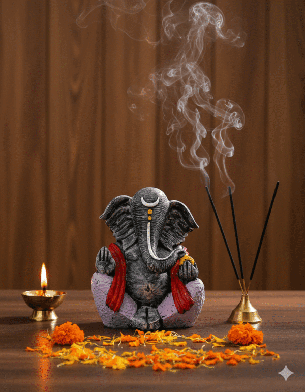 The Distinctive 12-Inch Antique Charcoal Ganesha 