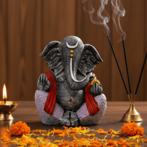 The Distinctive 12-Inch Antique Charcoal Ganesha 