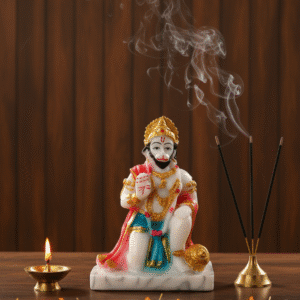 6 Inch Hanuman Idol, Seated Hanuman Murti, White Marble Dust Bajrangbali, Hanuman Ji Idol NGT-156, Hanuman Gada Statue, Vastu Protection Statue, Hindu God Figurine