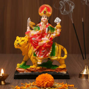 10.5 Inch Maa Durga Idol, Durga on Tiger Statue Large, Mata Rani Murti China Finish, Navaratri Idol NGT-134, Vastu Protection Statue, Hindu Goddess Figurine, China Mata