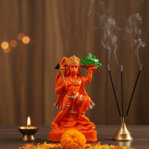 6 Inch Hanuman Idol, Pahad Hanuman Statue Small, Orange Bajrangbali Murti, Car Dashboard Hanuman, Hanuman Jayanti Gift, Vastu Protection Statue