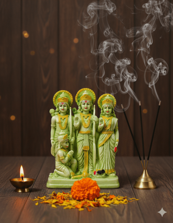 8.5 inch Ram Darbar Statue with Lord Ram, Sita, Lakshman, and Hanuman for Home Temple