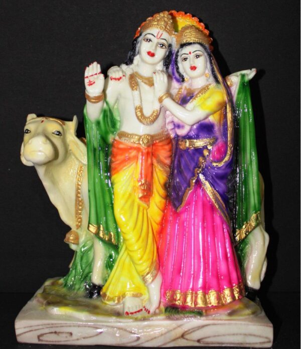 12 Inch Radha Krishna with Cow Idol