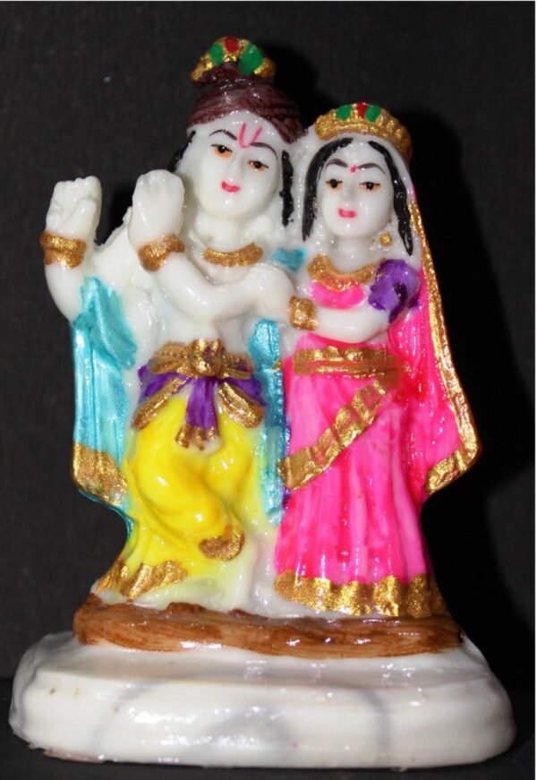 4 Inch Marble Dust Radha Krishna Idol