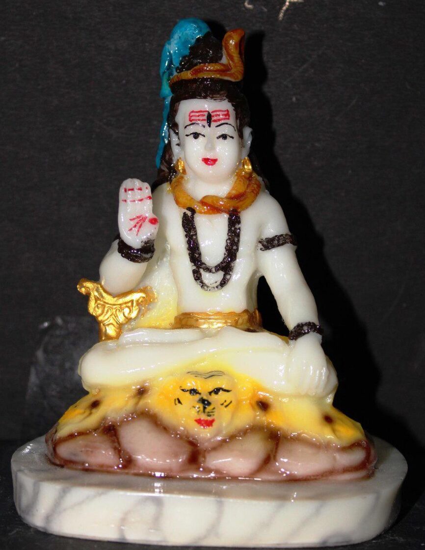 Serene 6-Inch Lord Shiva Idol - Polyresin Shankar Ji in Abhaya Mudra