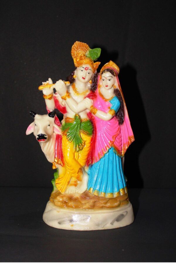 9.5 Inch Radha Krishna with Cow Idol