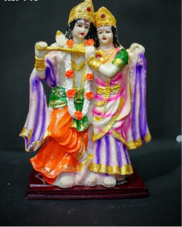 10 Inch Hand-Painted Radha Krishna Idol Murti