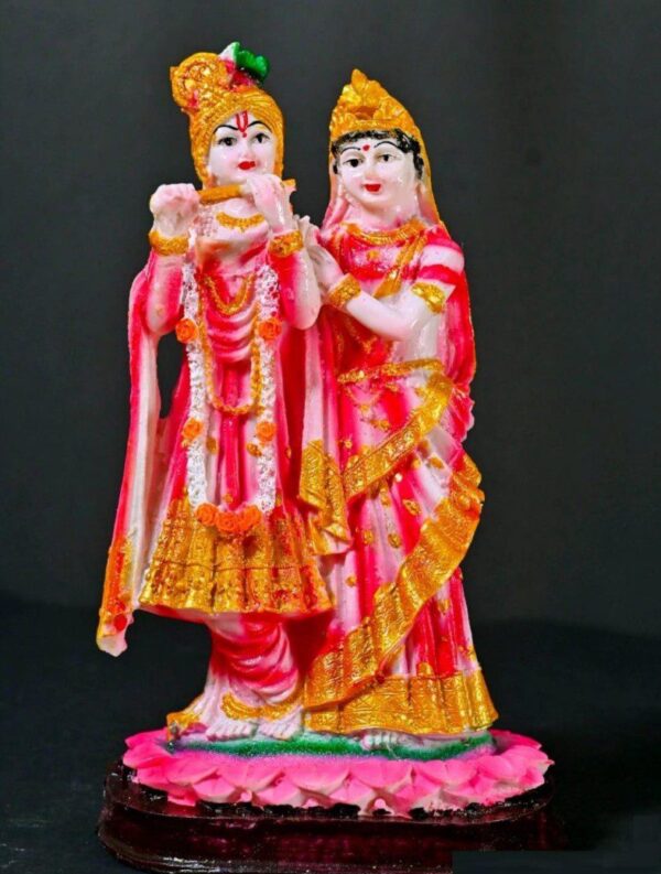 9.5 Inch Hand-Painted Polyresin Radha Krishna Statue