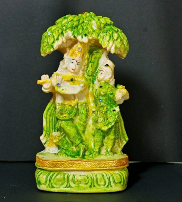 10 Inch Hand-Painted Polyresin Radha Krishna Under Tree Idol