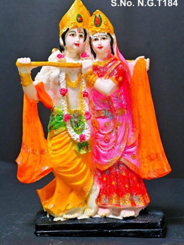 12 Inch Standing Polyresin Radha Krishna Idol with Flute