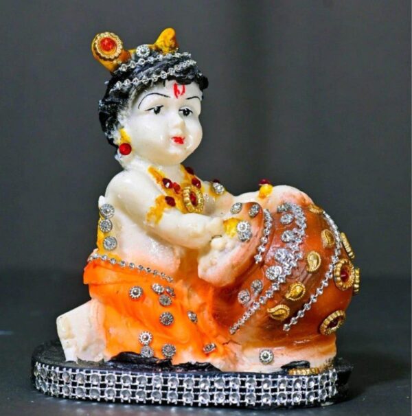 4 Inch Makhan Chor Laddu Gopal Idol - Small Bal Krishna Statue