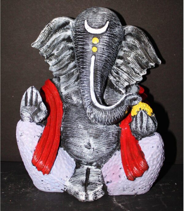 12-Inch Antique Black Ganesha Idol