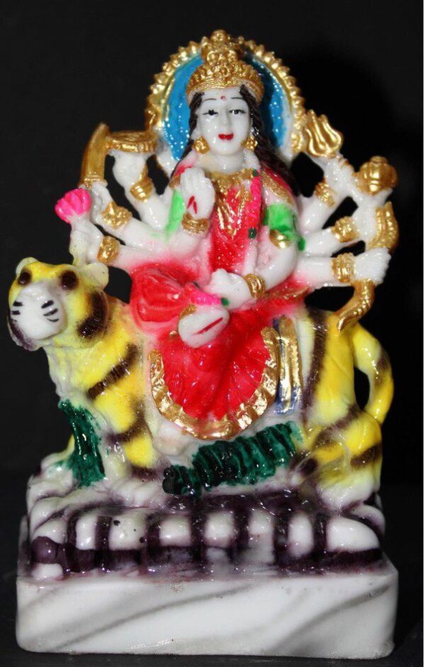 6-Inch Maa Durga Idol on Tiger (Marble Dust Finish)